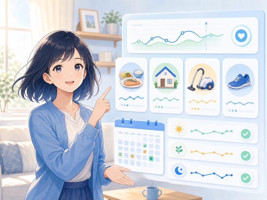 まもりんちゃんが生活リズムの変化を案内するイラスト